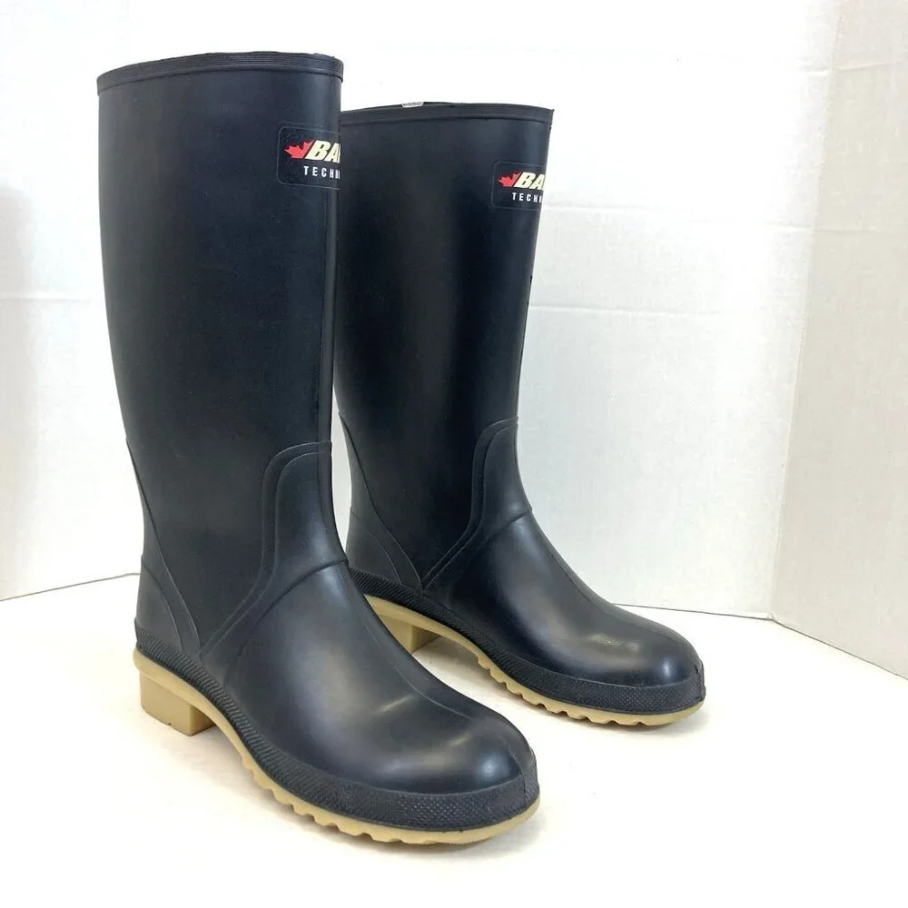 Baffin Technology Rain‎ Boots Men's 8 Waterproof Black Rubber Oil Acid Resistant